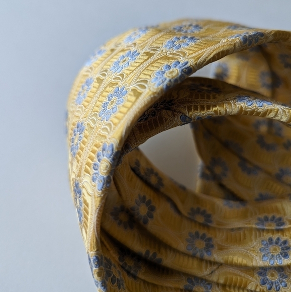Jacquard John W. Nordstrom Silk Jacquard Floral Tie Yellow Gold Blue - Picture 3 of 6